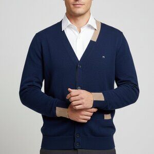 Paul Smith Wool Blend Cardigan Navy Preppy Juniors 16 / Small